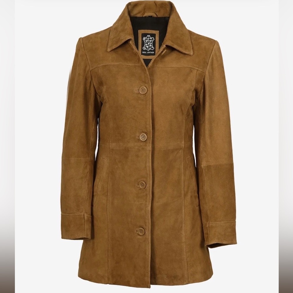 Elegant Tan Suede Trench Coat